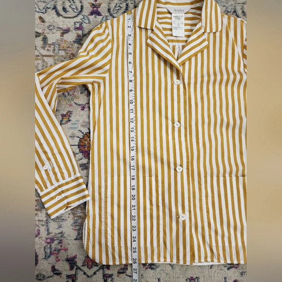 Max Mara Leisure "Gerald" Stripe Jacket Shirt Relaed Fit Fall Yellow, sz XS - Picture 7 of 16